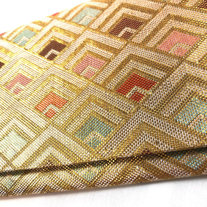 Slim Japanese wallet - golden and pastel geometric pattern