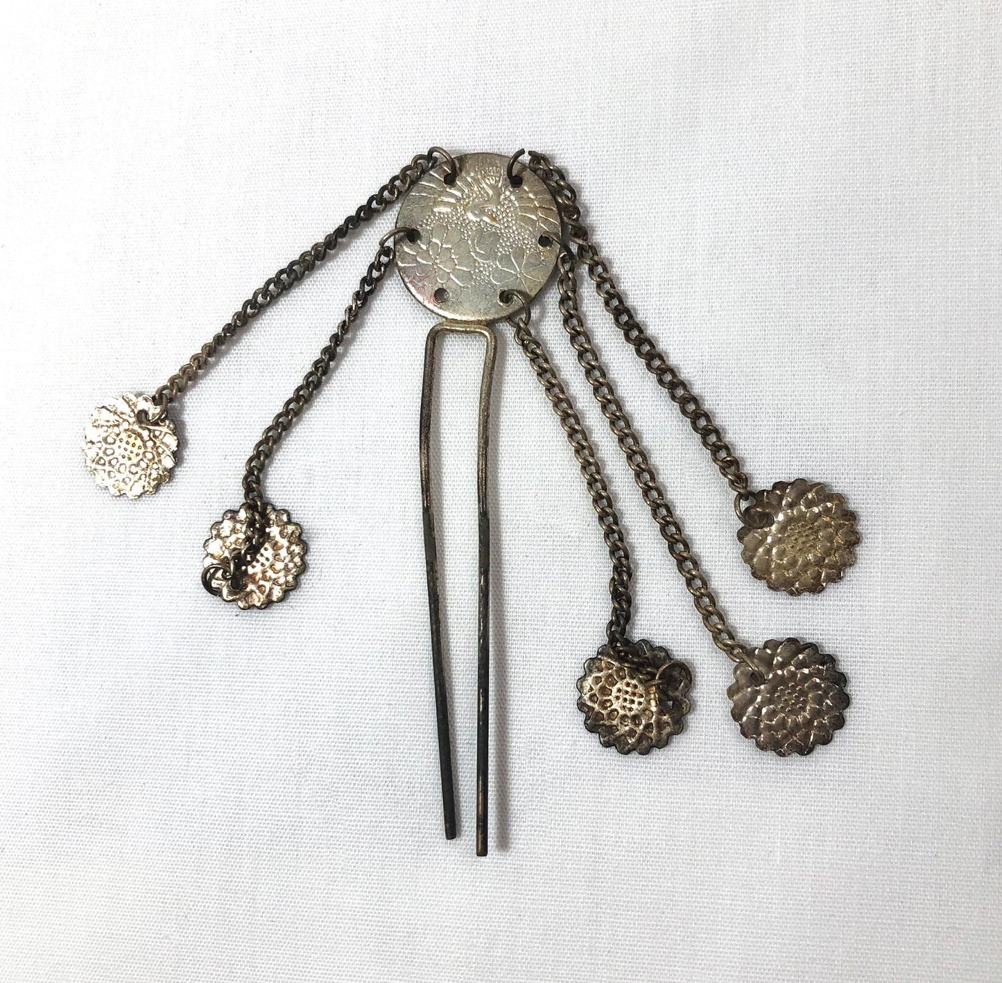 Vintage Japanese set for girls - mirror pouch and a decorative pin