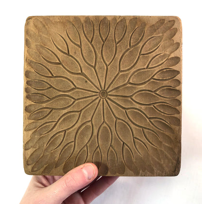Vintage Japanese wagashi press mold - lotus leaf