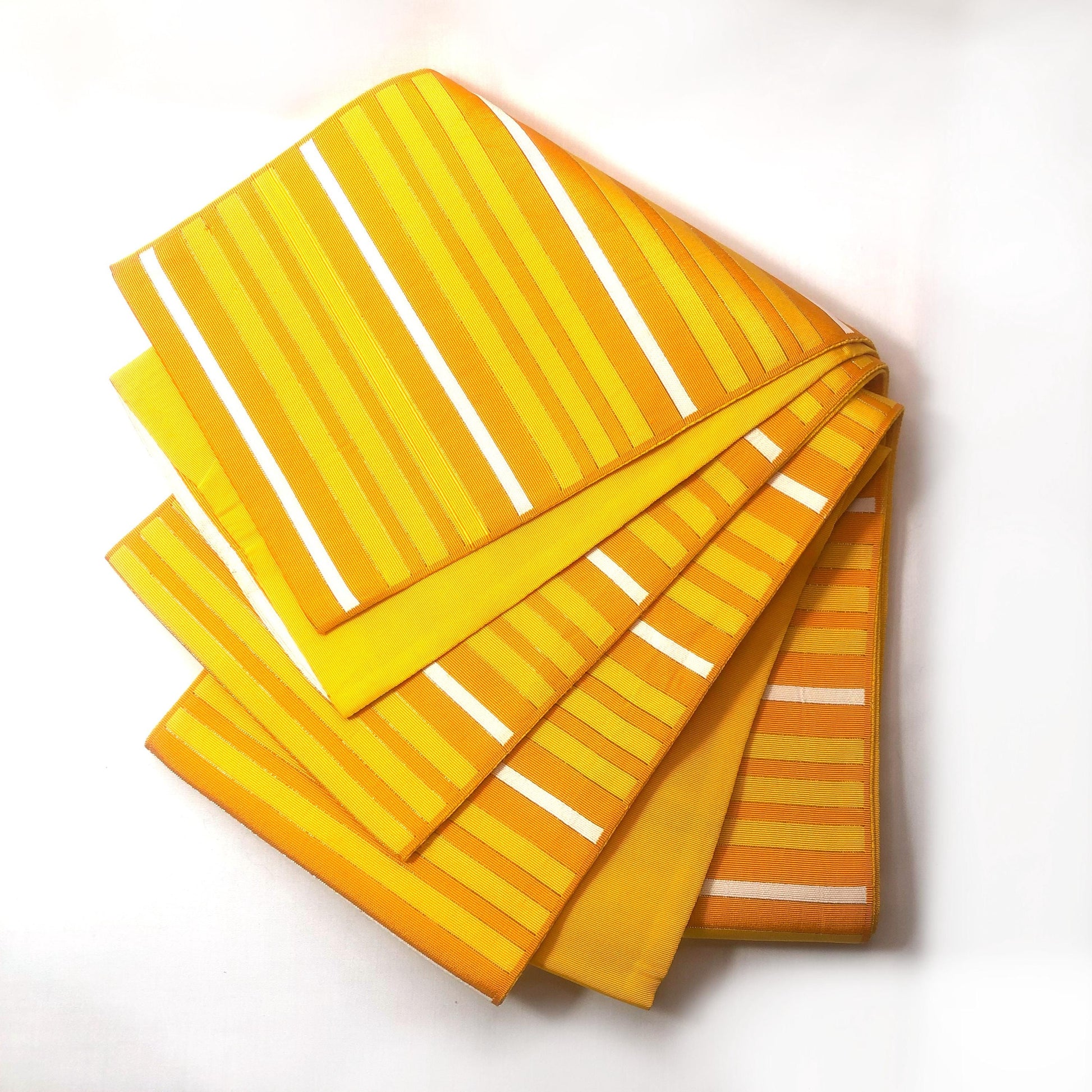Simple Japanese hanhaba obi - yellow and white stripes