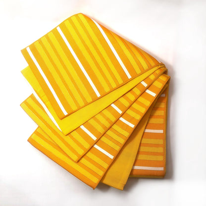 Simple Japanese hanhaba obi - yellow and white stripes