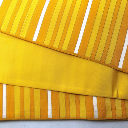 Simple Japanese hanhaba obi - yellow and white stripes