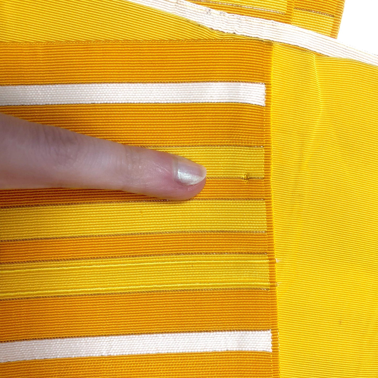 Simple Japanese hanhaba obi - yellow and white stripes