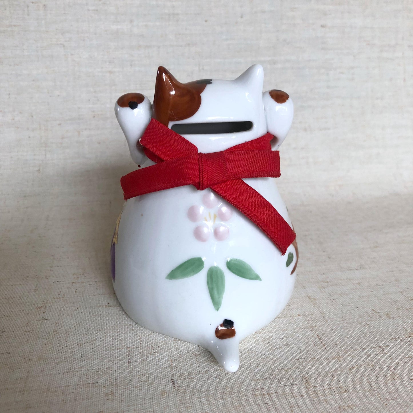 Cute Japanese coin box - lucky cat with auspicious symbols