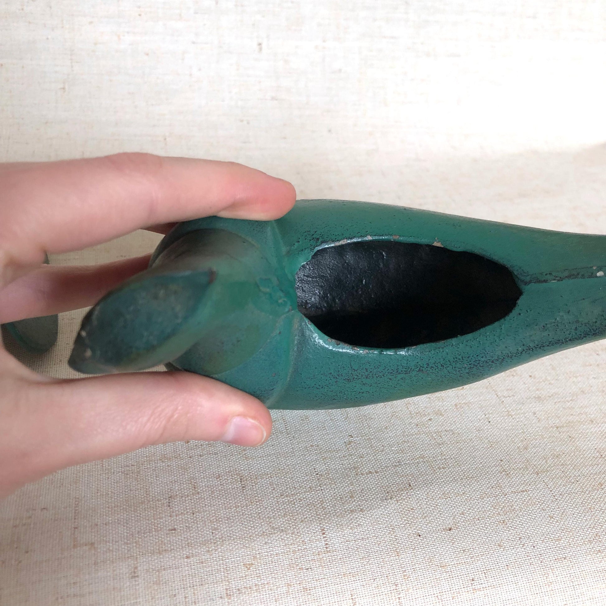 Japanese iron cast pheasant - incense burner (deep green)