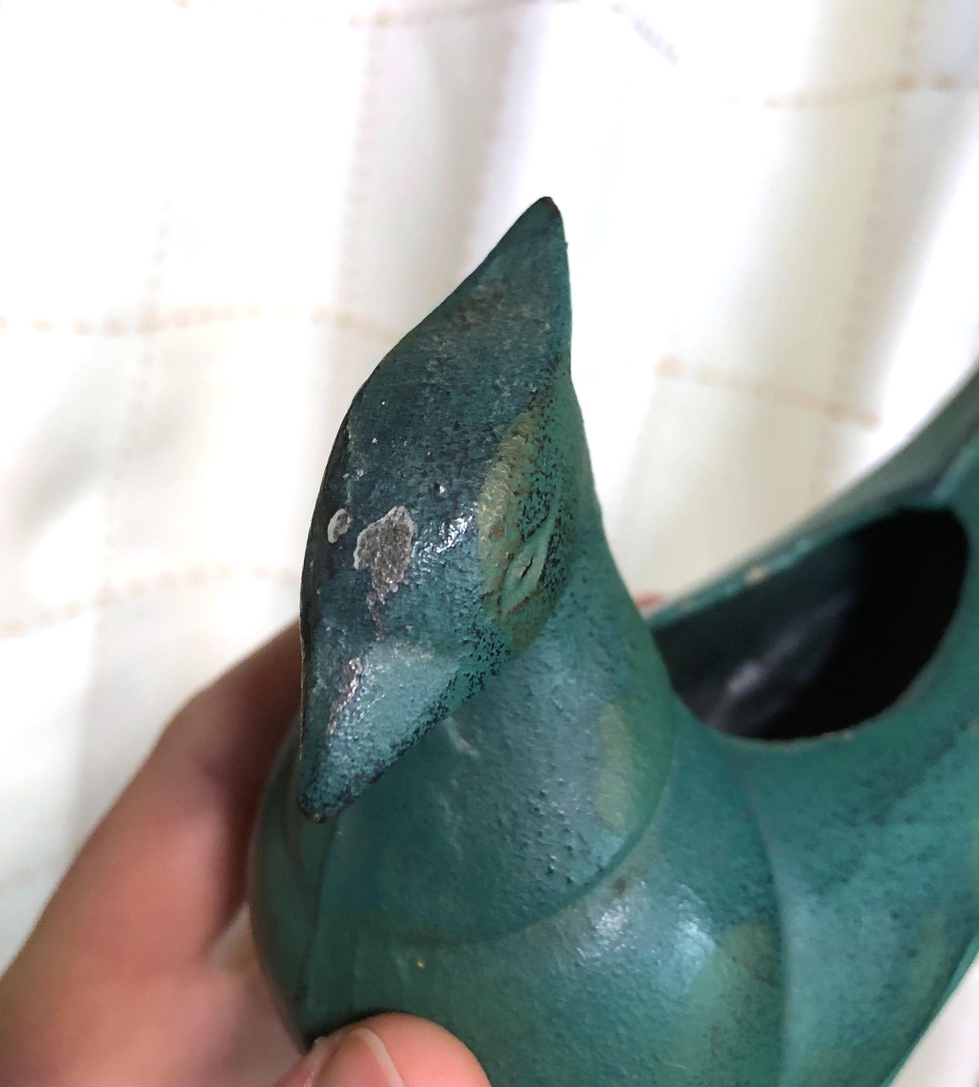 Japanese iron cast pheasant - incense burner (deep green)