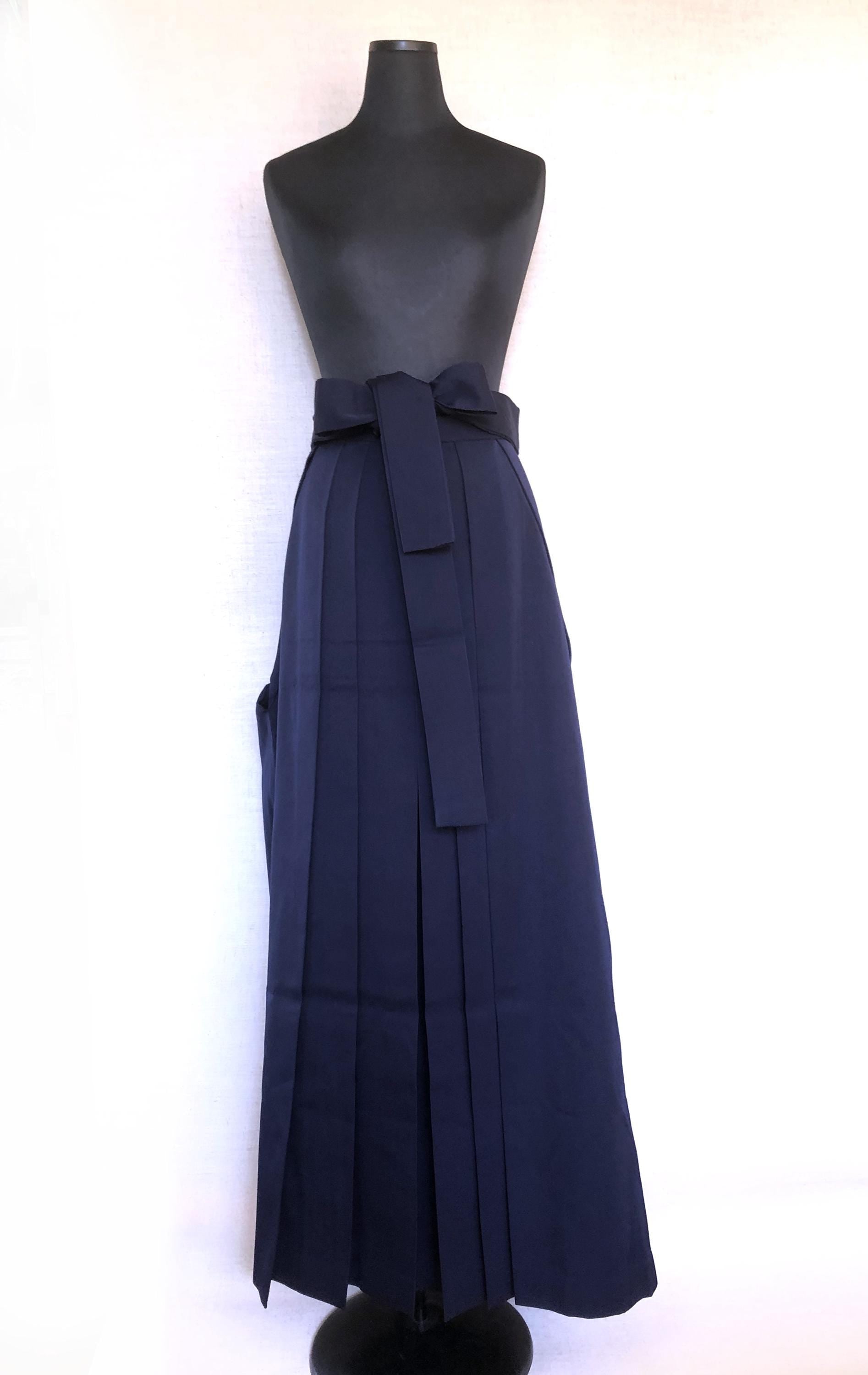 Simple Japanese hakama skirt - dark blue wool mix