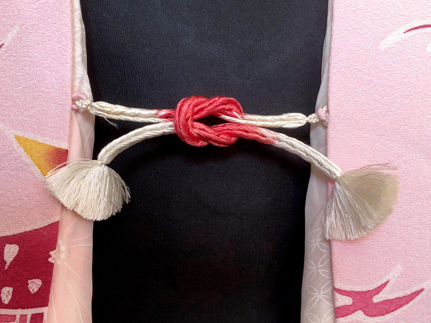 Vintage Japanese kimono coat haori - light pink with village houses