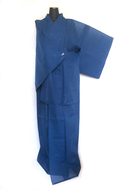 Vintage Japanese summer kimono - see through dark teal with subtle floral pattern