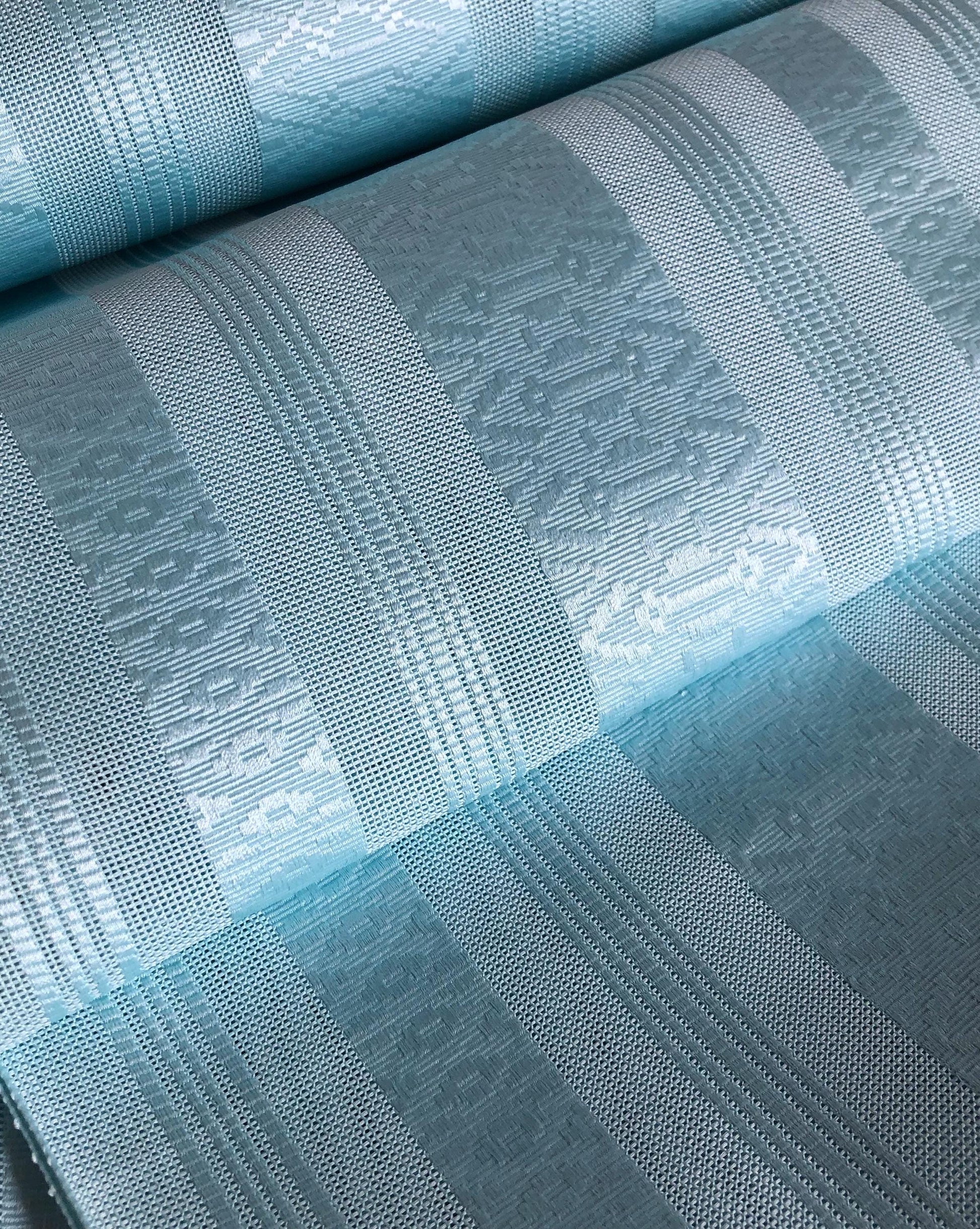 Vintage tanmono - obi sash fabric bolt - light blue Hakata ori
