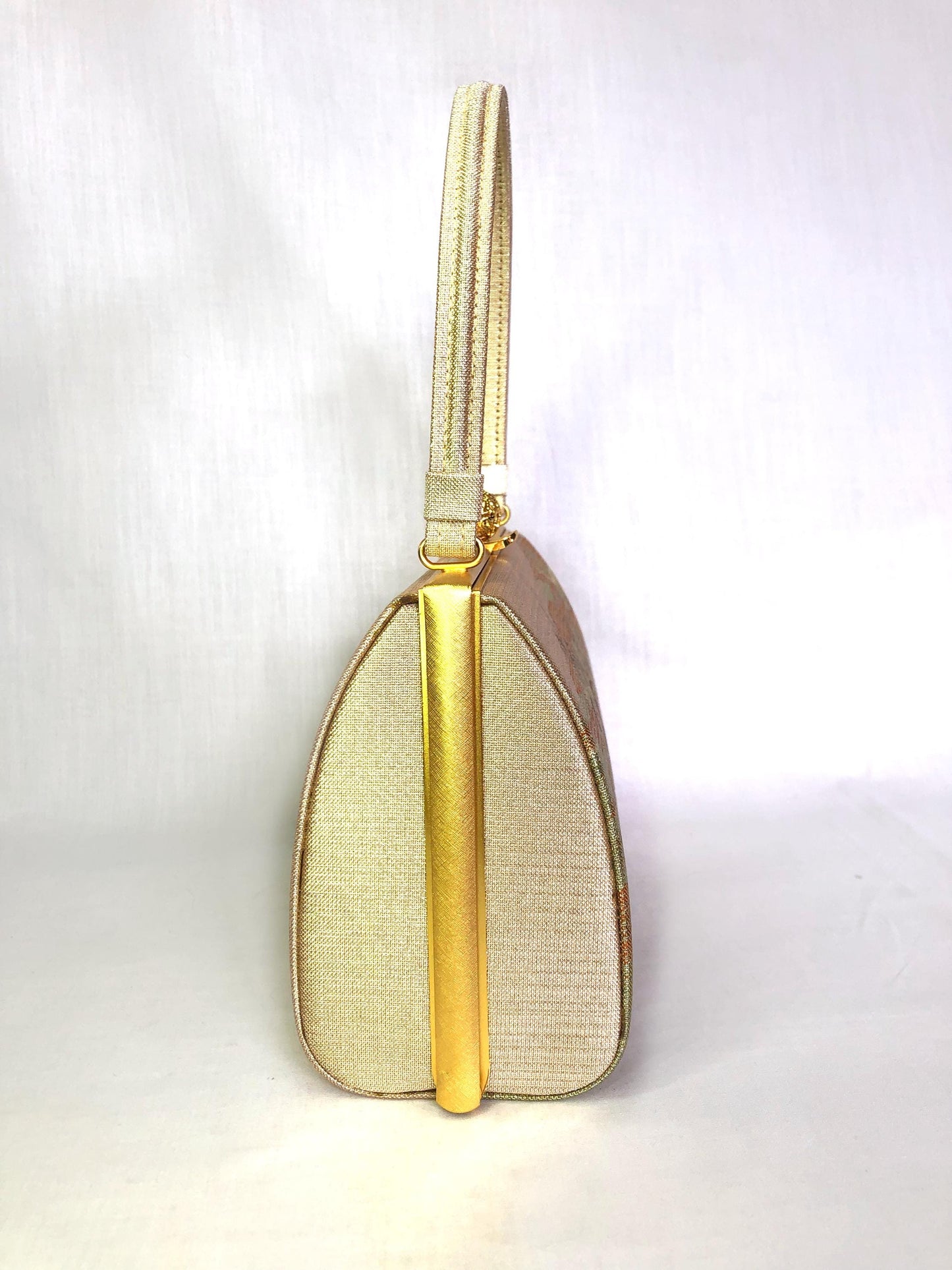 Vintage kimono handbag - gold, green, and orange with peony flowers