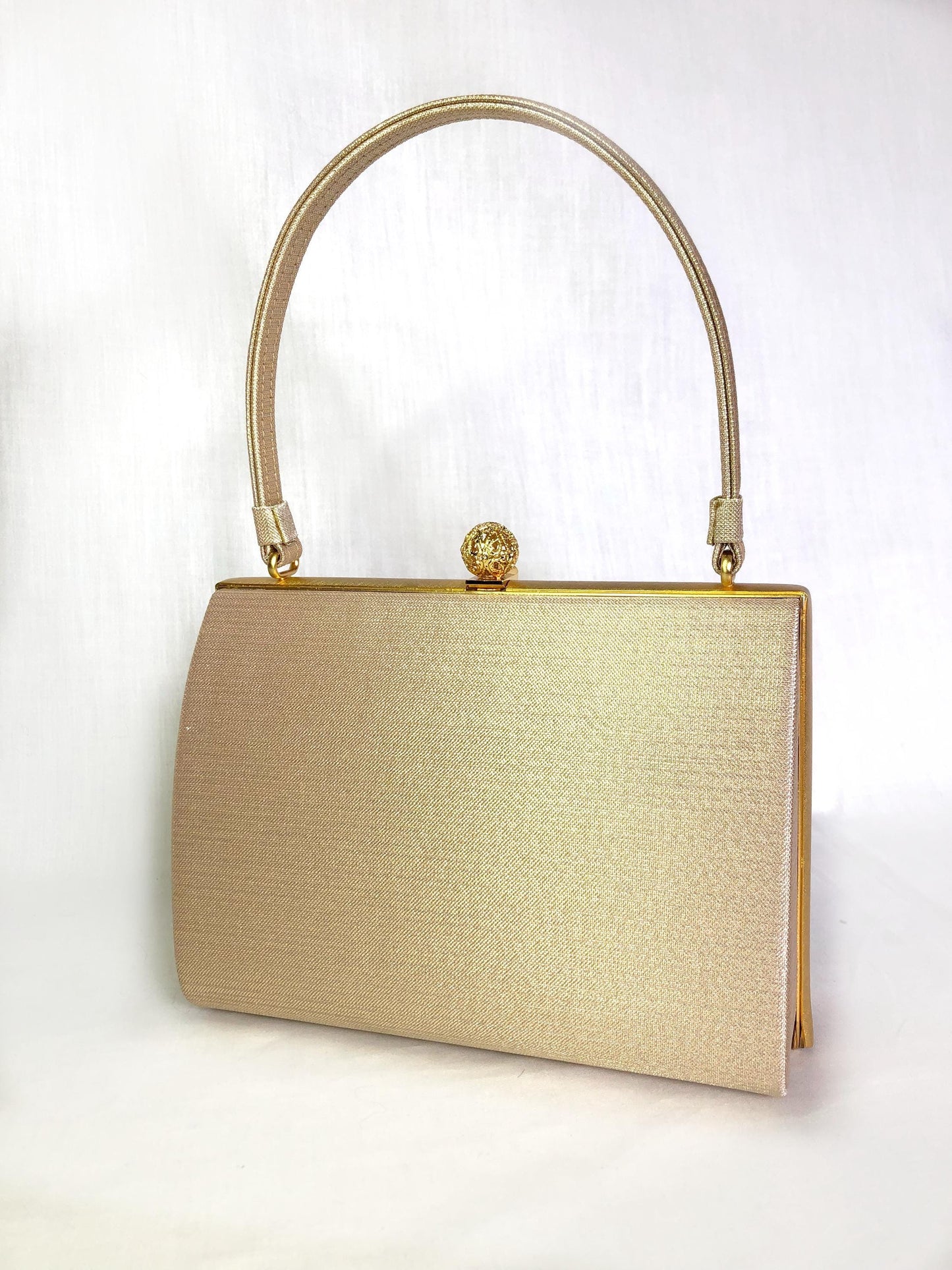 Vintage kimono handbag - gold, green, and orange with peony flowers