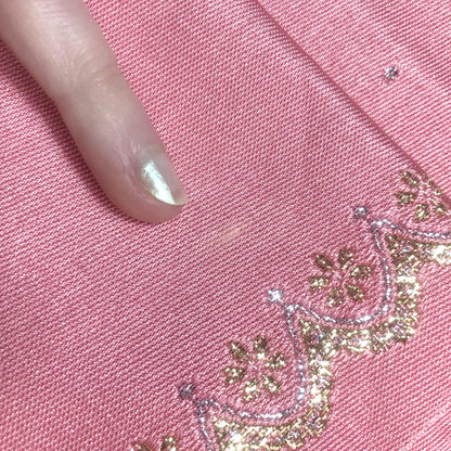 Reversible Japanese hanhaba obi - red and yellow with auspicious symbols