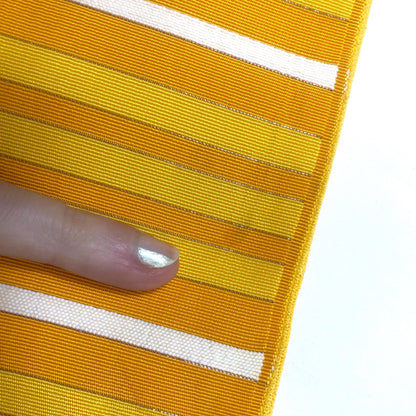 Simple Japanese hanhaba obi - yellow and white stripes