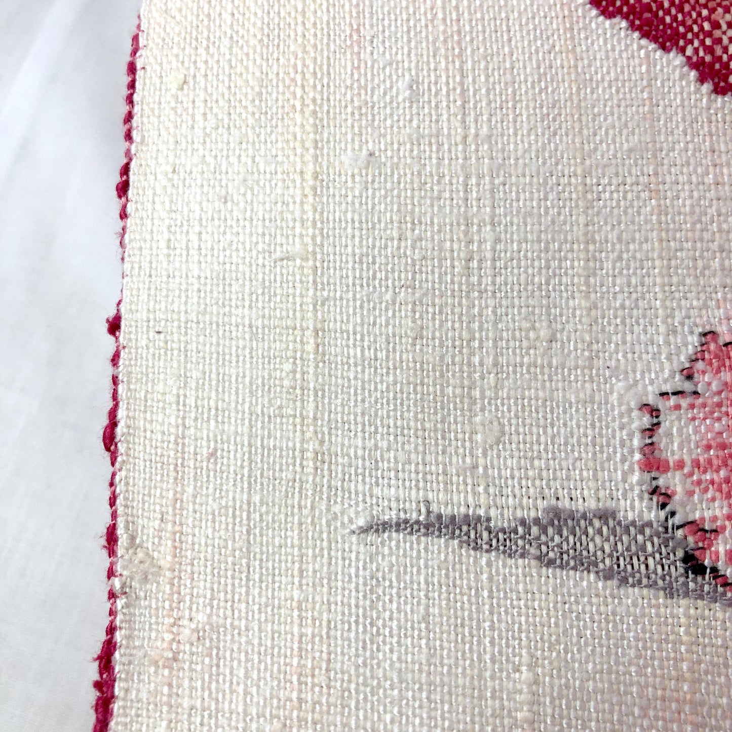 Refined Nagoya obi - textured pink and cream peonies