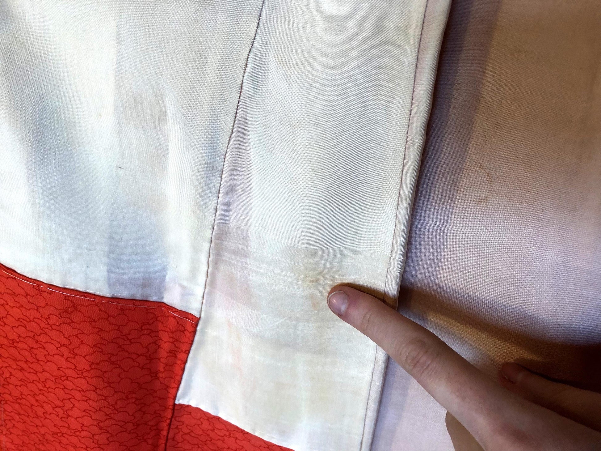 Long sleeve kimono furisode - vivid orange with colorful flower baskets