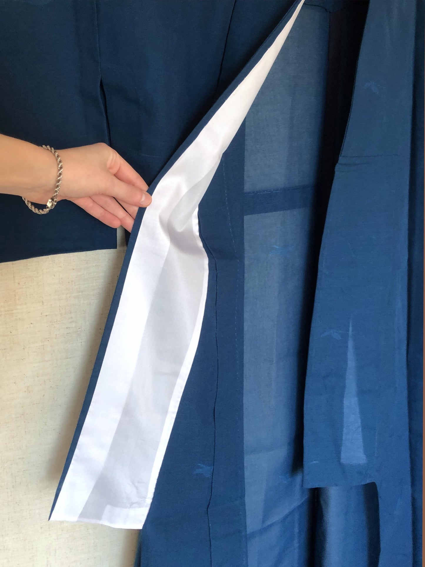 Vintage Japanese summer kimono - see through dark teal with subtle floral pattern