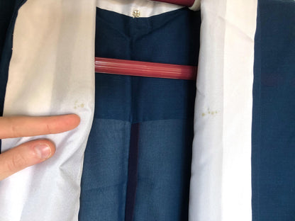 Vintage Japanese summer kimono - see through dark teal with subtle floral pattern