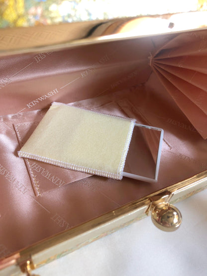 Vintage kimono handbag - golden orchids with holographic foil