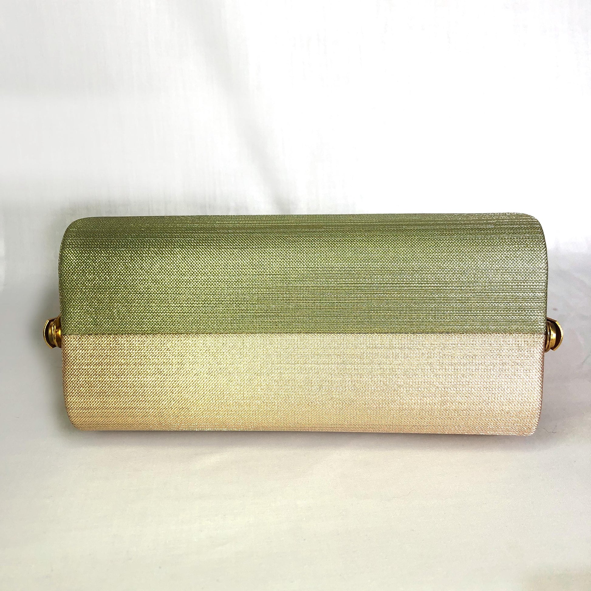 Vintage kimono handbag - gold, green, and orange with peony flowers