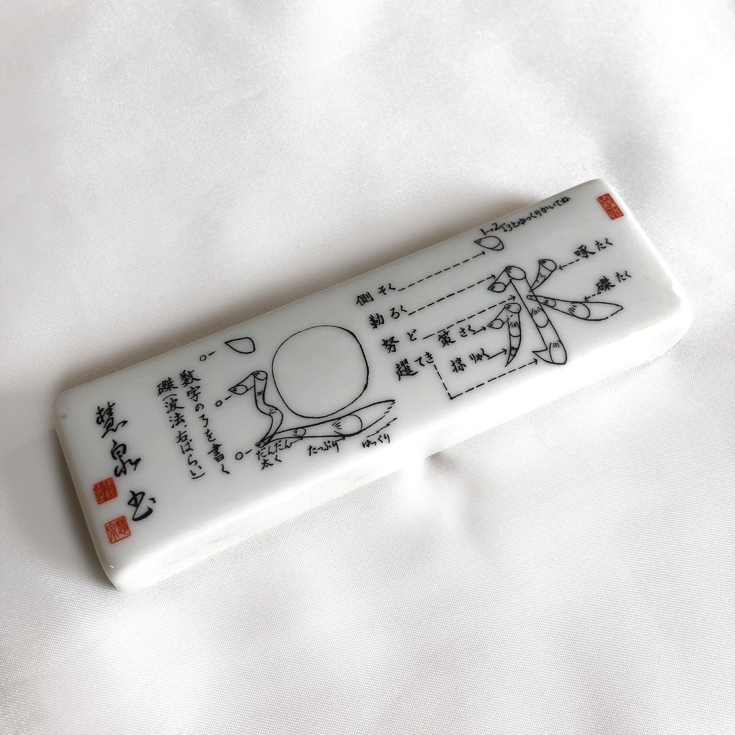Japanese ceramic paperweight - calligraphy lesson
