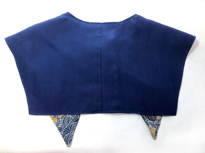 Handmade reversible sailor collar - kimono remake - blue florals