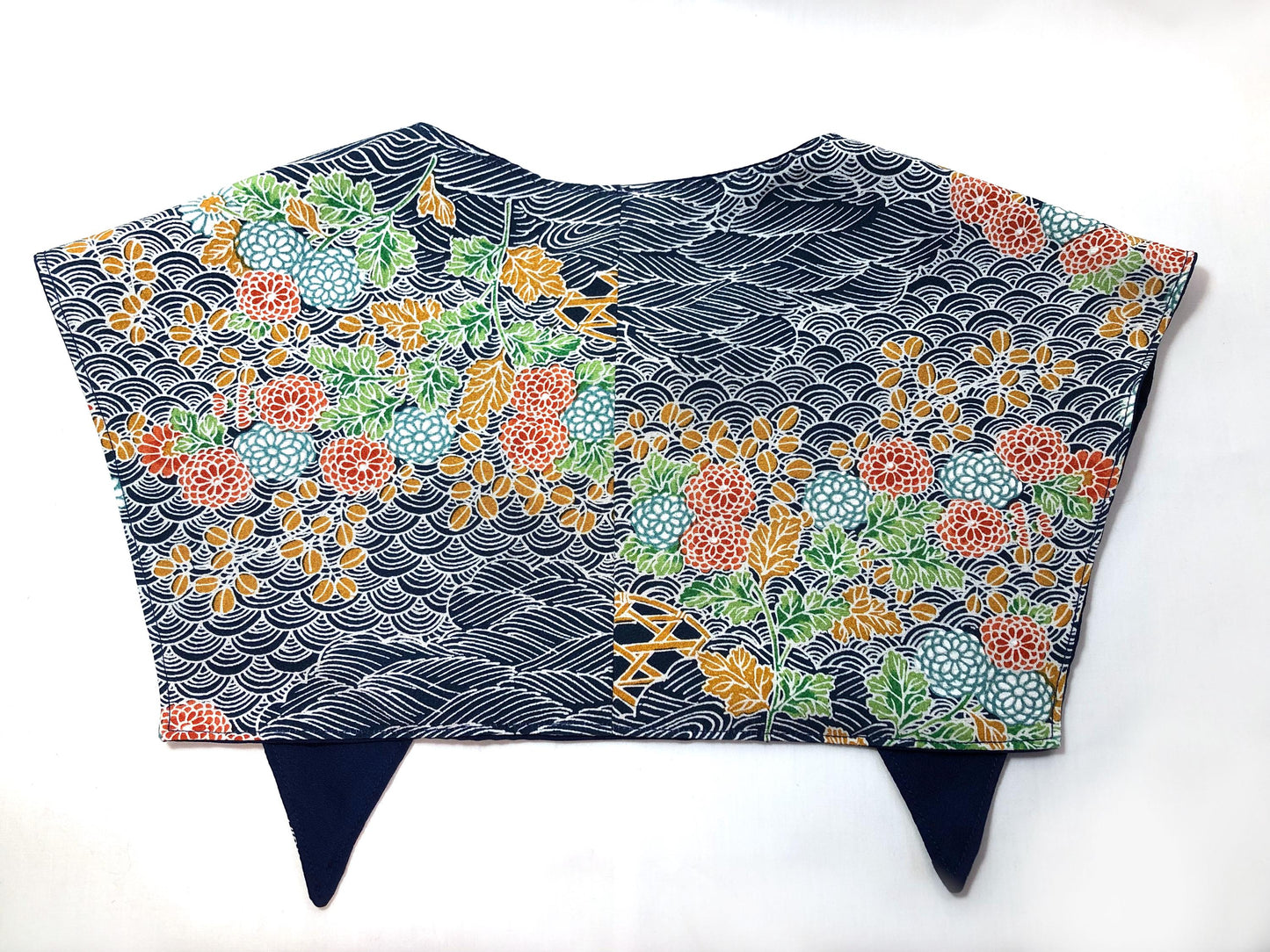 Handmade reversible sailor collar - kimono remake - blue florals