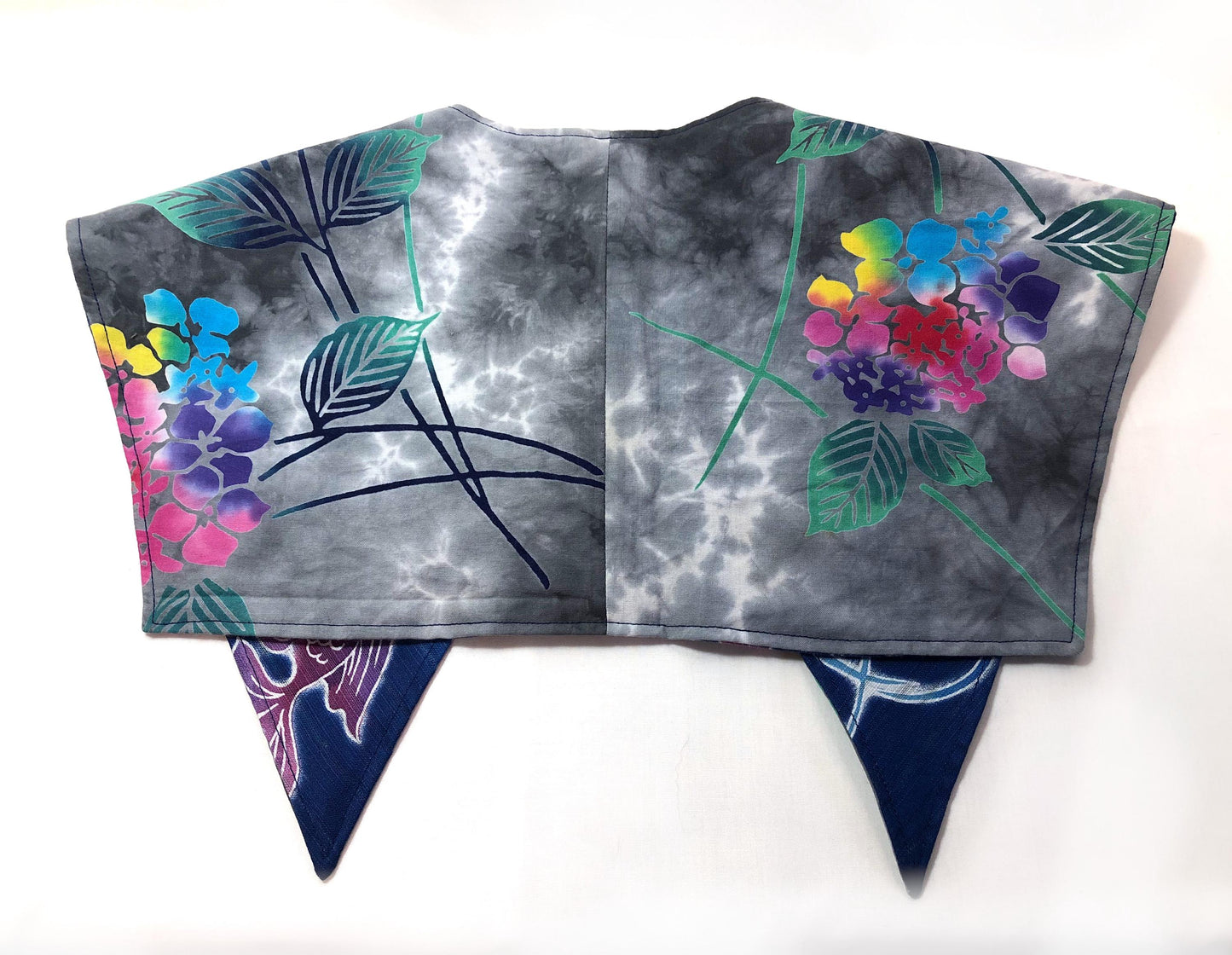 Handmade reversible sailor collar - kimono remake - goldfish and hydrangeas