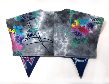 Handmade reversible sailor collar - kimono remake - goldfish and hydrangeas