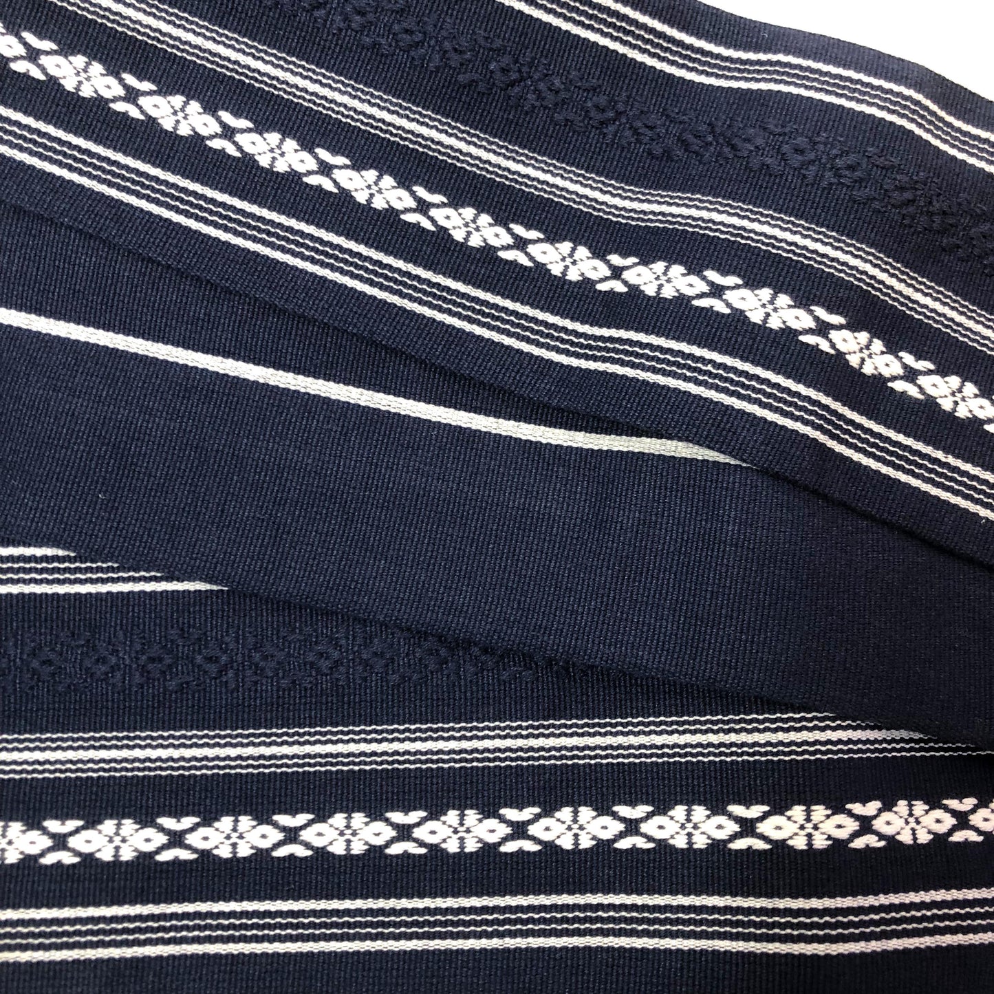 Vintage narrow kaku obi - navy blue hakata ori (cotton)