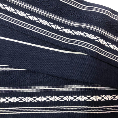 Vintage narrow kaku obi - navy blue hakata ori (cotton)