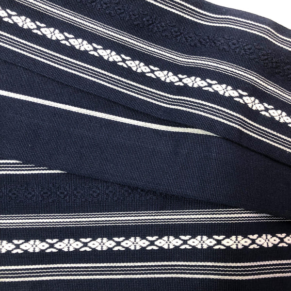Vintage narrow kaku obi - navy blue hakata ori (cotton)