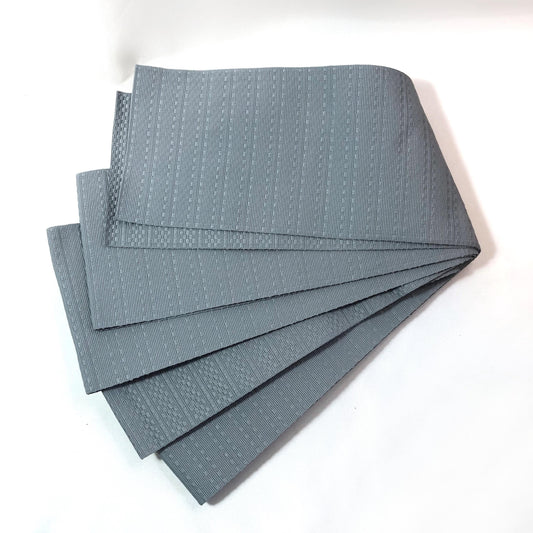 Japanese narrow kaku obi - simple light gray with subtle geometric pattern