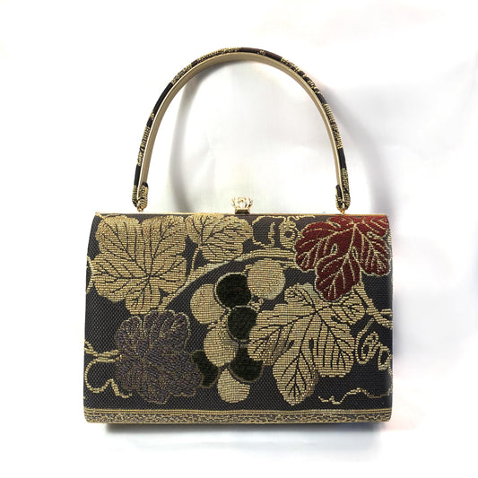 Vintage kimono handbag - brown and golden textured tapestry