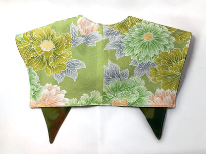 Handmade reversible sailor collar - kimono remake - green florals