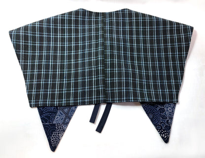 Handmade reversible sailor collar - kimono remake - blue patchwork