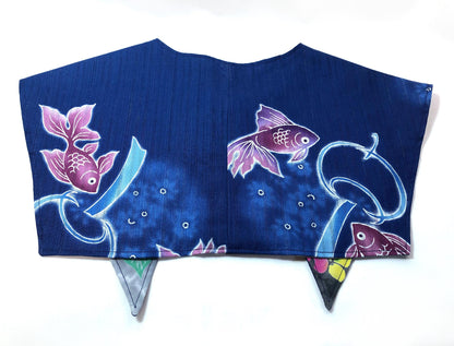 Handmade reversible sailor collar - kimono remake - goldfish and hydrangeas