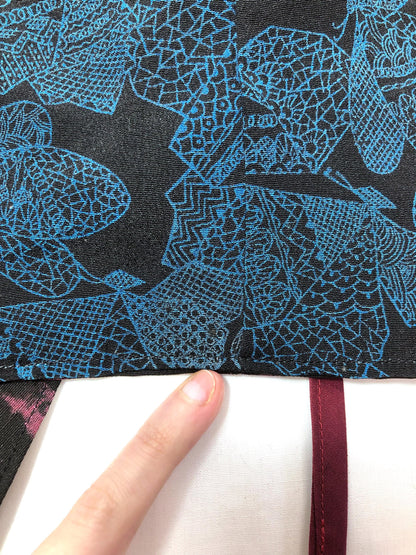 Handmade reversible sailor collar - kimono remake - blue butterflies and pink dots