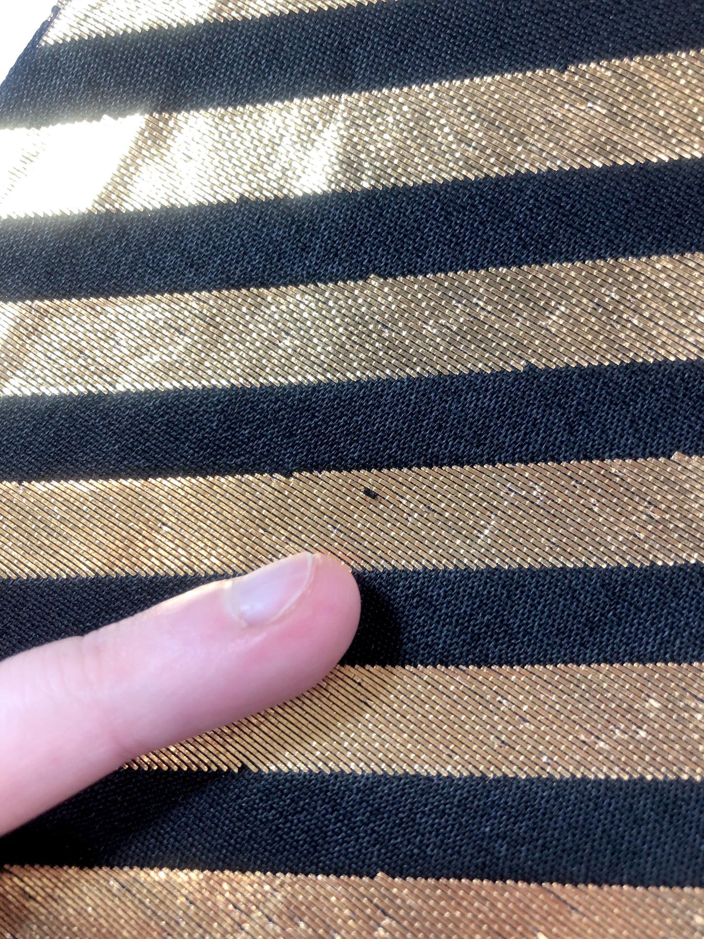 Festive narrow obi - black and golden diagonal stripes