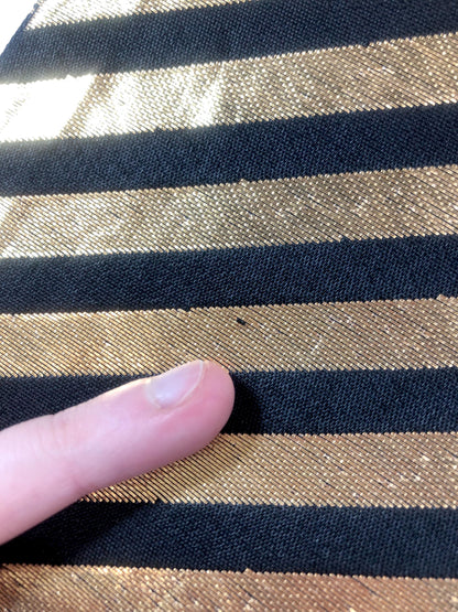 Festive narrow obi - black and golden diagonal stripes