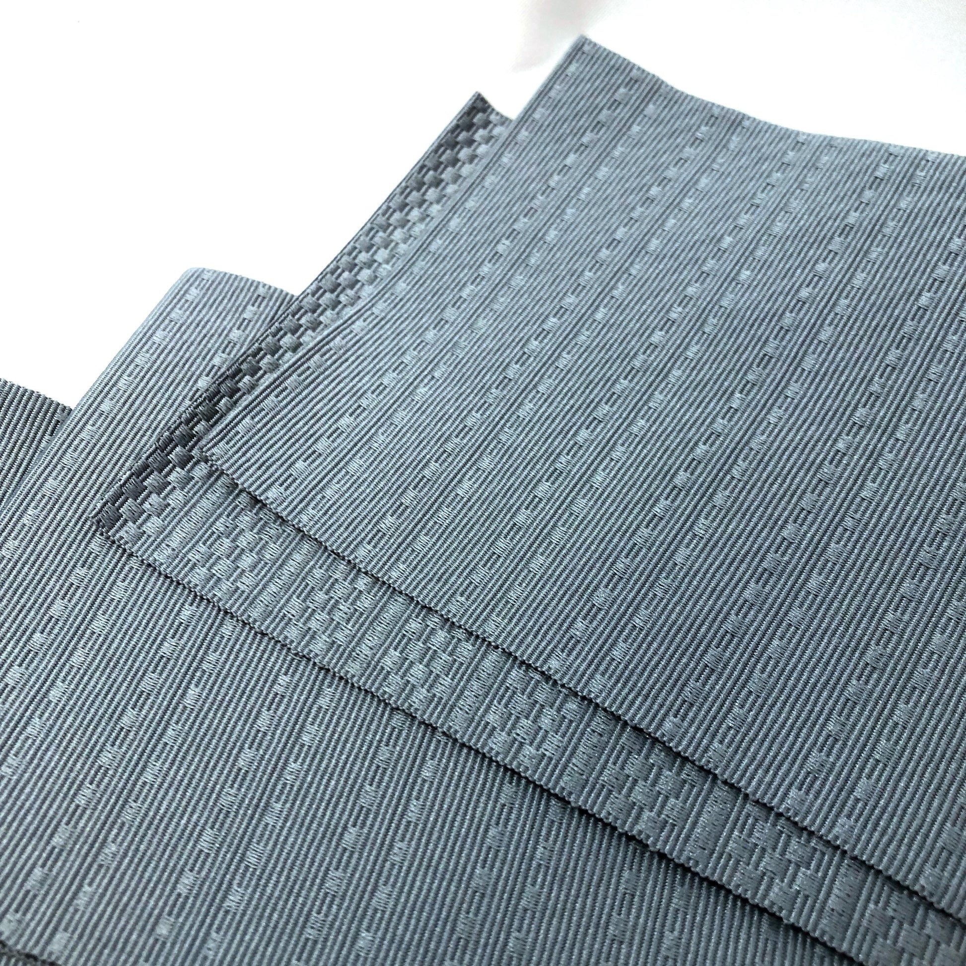 Japanese narrow kaku obi - simple light gray with subtle geometric pattern
