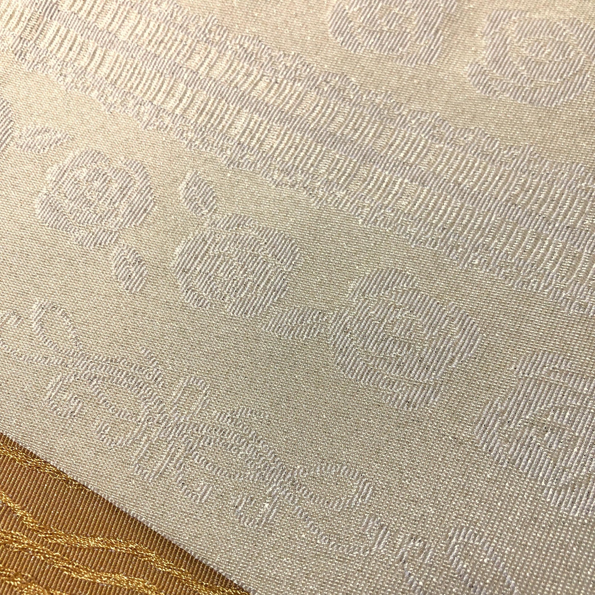 Reversible Japanese hanhaba obi - sparkly light yellow and ochre roses