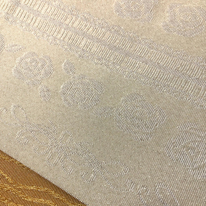 Reversible Japanese hanhaba obi - sparkly light yellow and ochre roses