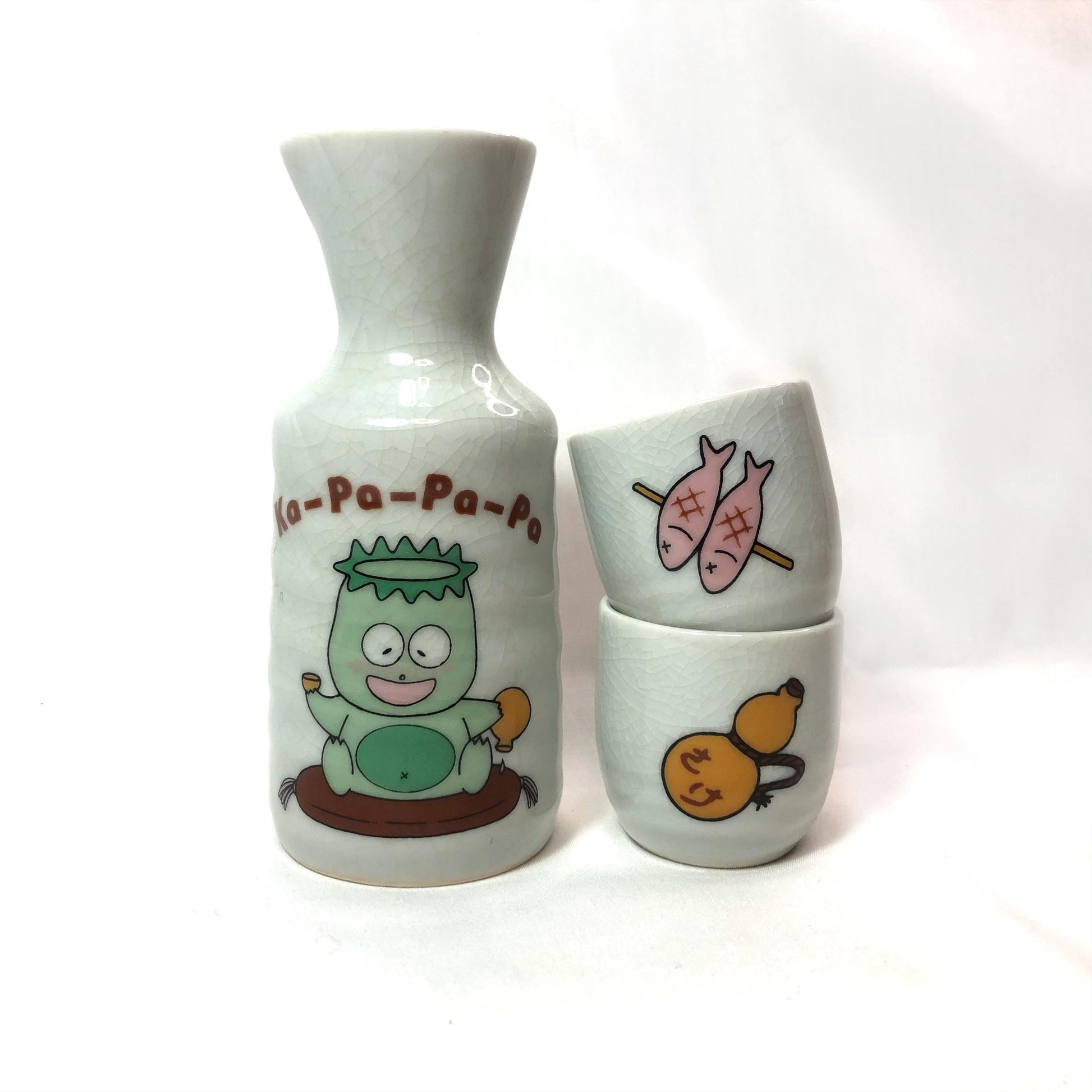 Cute Japanese sake bottle set - tipsy kappa