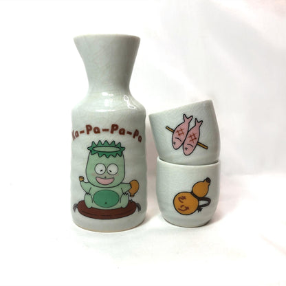 Cute Japanese sake bottle set - tipsy kappa