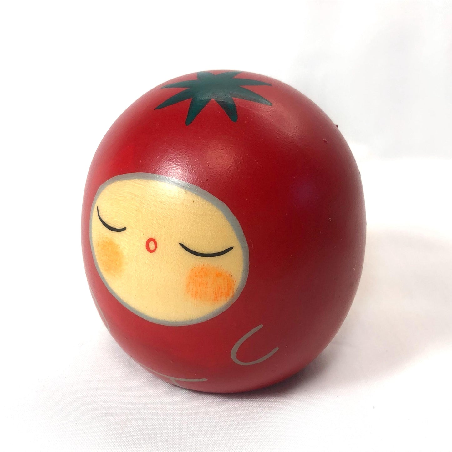 Traditional Japanese wooden doll set - tomato and orange