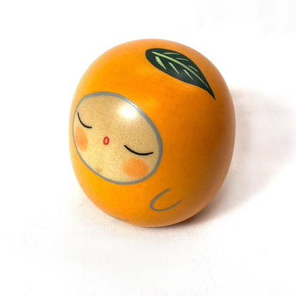 Traditional Japanese wooden doll set - tomato and orange
