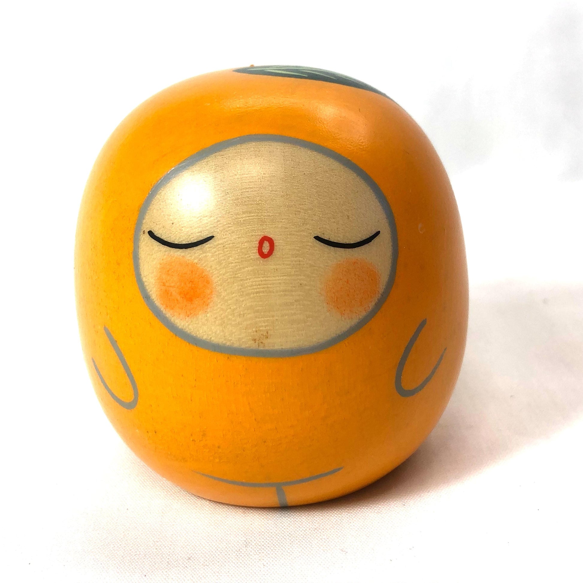 Traditional Japanese wooden doll set - tomato and orange