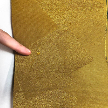 Reversible Japanese hanhaba obi - ochre yellow and dark green waves