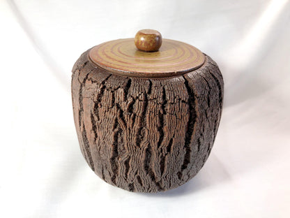Mizusashi - water jar for tea ceremony - textured "wooden log"